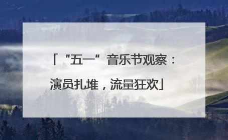 “五一”音乐节观察：演员扎堆，流量狂欢