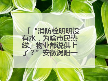 “消防栓明明没有水，为啥市民热线、物业都说供上了？”安徽涡阳一业主想不通