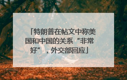 特朗普在帖文中称美国和中国的关系“非常好”，外交部回应