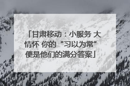 甘肃移动：小服务 大情怀 你的“习以为常”便是他们的满分答案