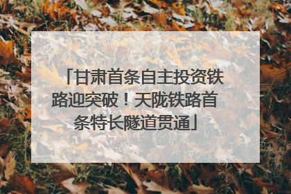 甘肃首条自主投资铁路迎突破！天陇铁路首条特长隧道贯通