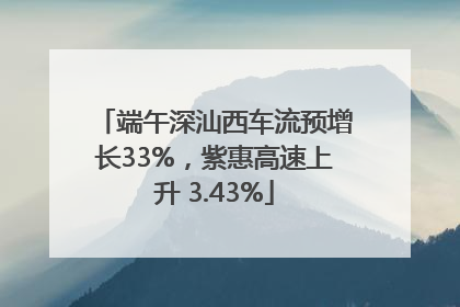 端午深汕西车流预增长33%，紫惠高速上升 3.43%
