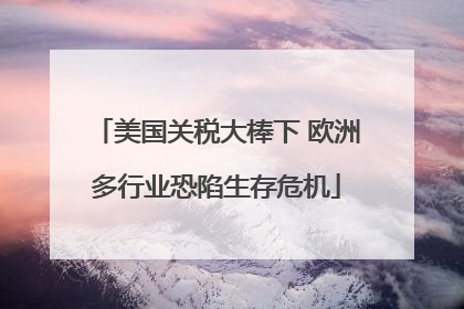 美国关税大棒下 欧洲多行业恐陷生存危机