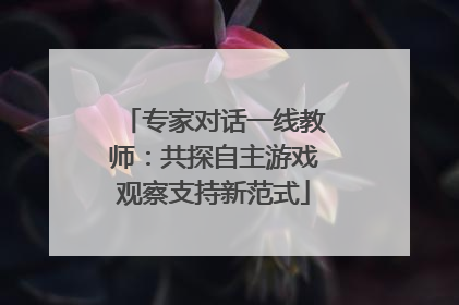 专家对话一线教师：共探自主游戏观察支持新范式