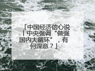 中国经济信心说丨中央强调“做强国内大循环”，有何深意？