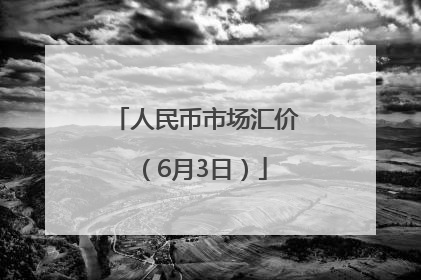 人民币市场汇价（6月3日）