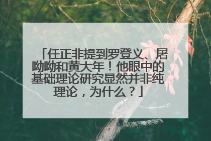 任正非提到罗登义、屠呦呦和黄大年！他眼中的基础理论研究显然并非纯理论，为什么？