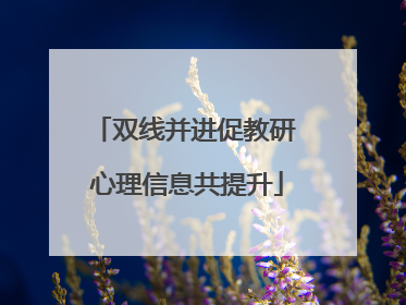 双线并进促教研 心理信息共提升