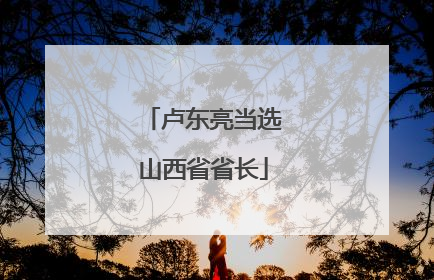 卢东亮当选山西省省长