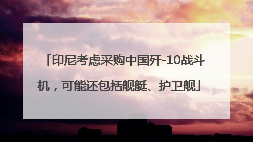印尼考虑采购中国歼-10战斗机，可能还包括舰艇、护卫舰