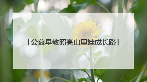 公益早教照亮山里娃成长路