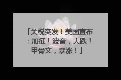 关税突发！美国宣布：加征！波音，大跌！甲骨文，暴涨！