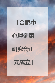 合肥市心理健康研究会正式成立