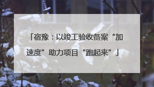 宿豫：以竣工验收备案“加速度”助力项目“跑起来”