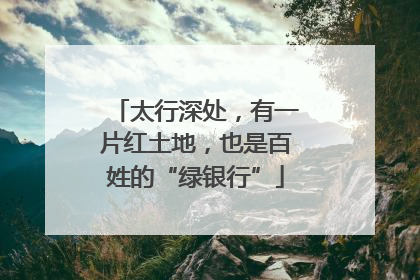 太行深处，有一片红土地，也是百姓的“绿银行”