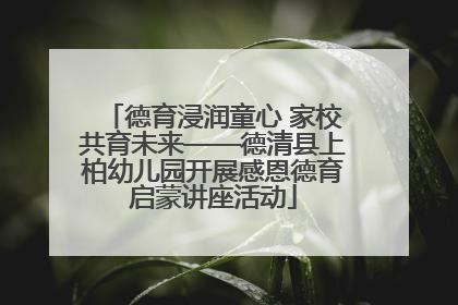 德育浸润童心 家校共育未来——德清县上柏幼儿园开展感恩德育启蒙讲座活动