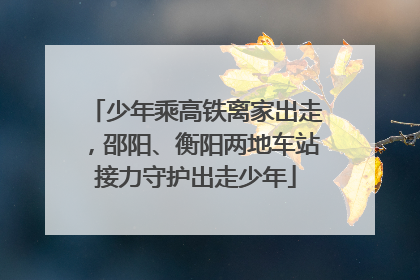 少年乘高铁离家出走，邵阳、衡阳两地车站接力守护出走少年