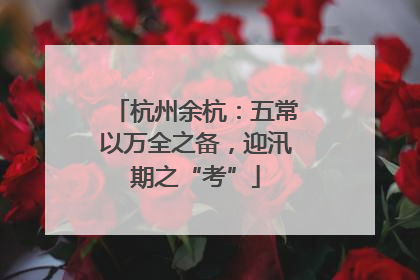 杭州余杭：五常以万全之备，迎汛期之“考”