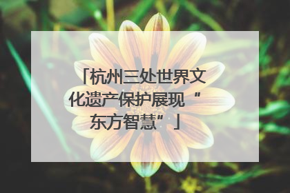 杭州三处世界文化遗产保护展现“东方智慧”