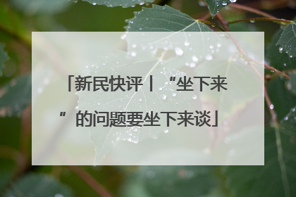 新民快评丨“坐下来”的问题要坐下来谈