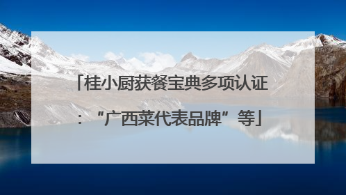 桂小厨获餐宝典多项认证：“广西菜代表品牌”等