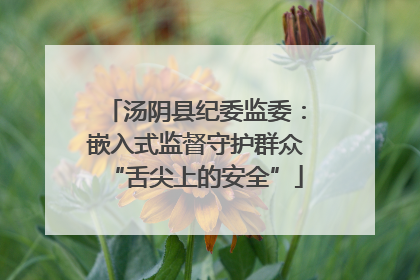 汤阴县纪委监委：嵌入式监督守护群众“舌尖上的安全”