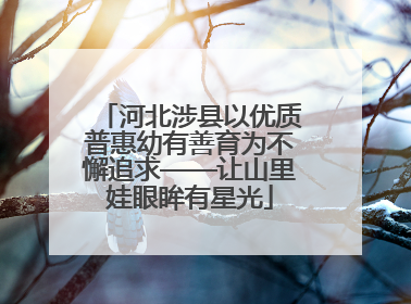 河北涉县以优质普惠幼有善育为不懈追求——让山里娃眼眸有星光