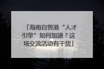 海南自贸港“人才引擎”如何加速？这场交流活动有干货