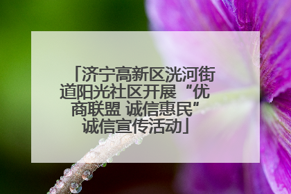 济宁高新区洸河街道阳光社区开展“优商联盟 诚信惠民”诚信宣传活动