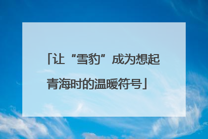 让“雪豹”成为想起青海时的温暖符号