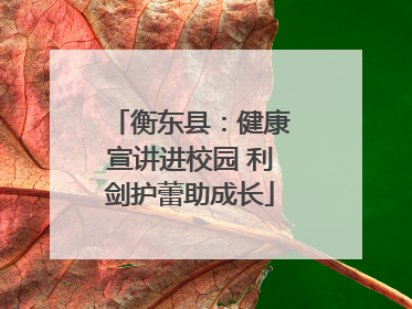 衡东县：健康宣讲进校园 利剑护蕾助成长