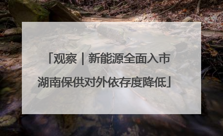 观察｜新能源全面入市 湖南保供对外依存度降低
