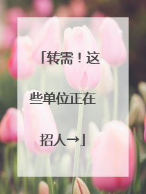转需！这些单位正在招人→