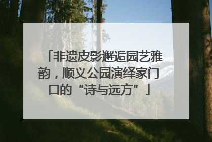 非遗皮影邂逅园艺雅韵，顺义公园演绎家门口的“诗与远方”