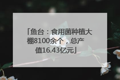 鱼台：食用菌种植大棚8100余个，总产值16.43亿元