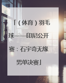 （体育）羽毛球——印尼公开赛：石宇奇无缘男单决赛