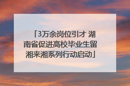 3万余岗位引才 湖南省促进高校毕业生留湘来湘系列行动启动