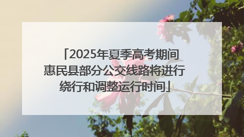 2025年夏季高考期间惠民县部分公交线路将进行绕行和调整运行时间