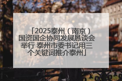 2025泰州（南京）国资国企协同发展恳谈会举行 泰州市委书记用三个关键词推介泰州