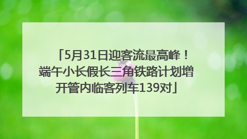 5月31日迎客流最高峰！端午小长假长三角铁路计划增开管内临客列车139对